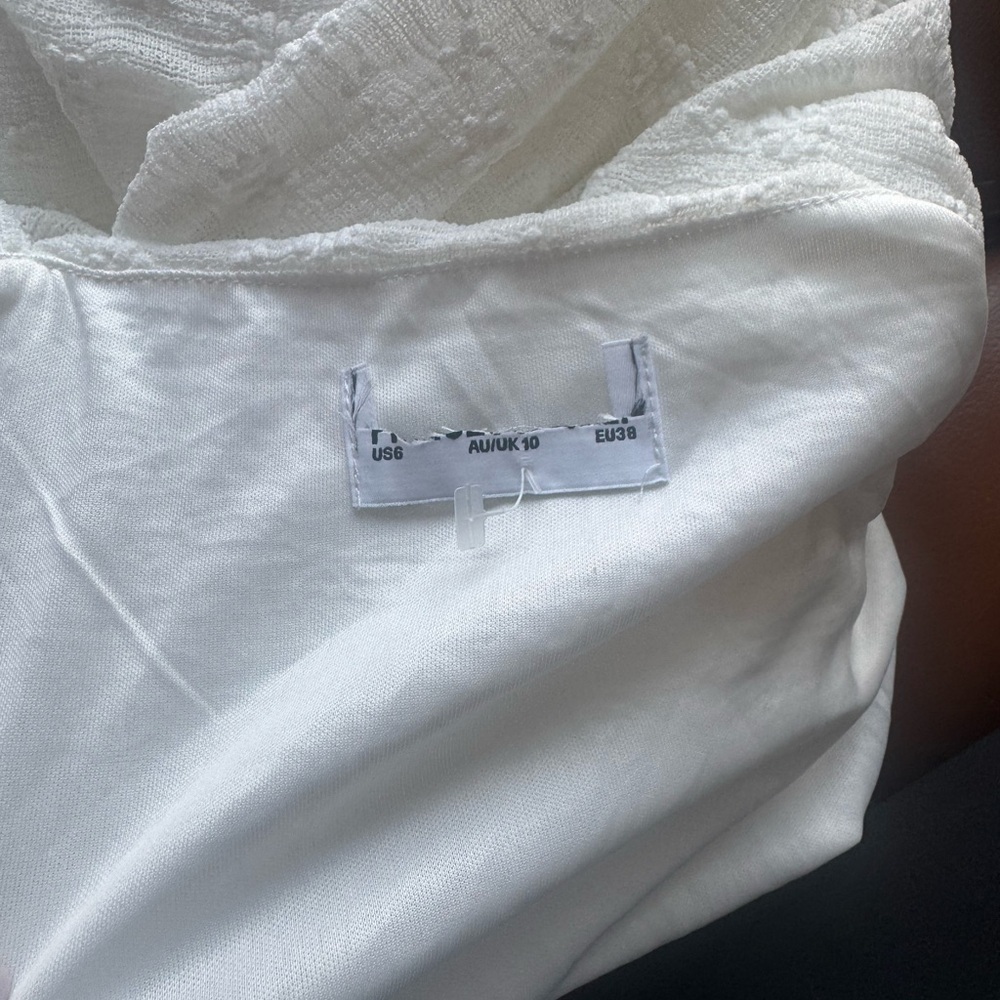 NWOT Princess Polly Lanchester Textured Whitr Long Sleeve Dress - Picture 7 of 9